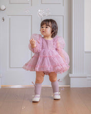 Purple Marianne Organza Romper Dress  (Ready Stock)