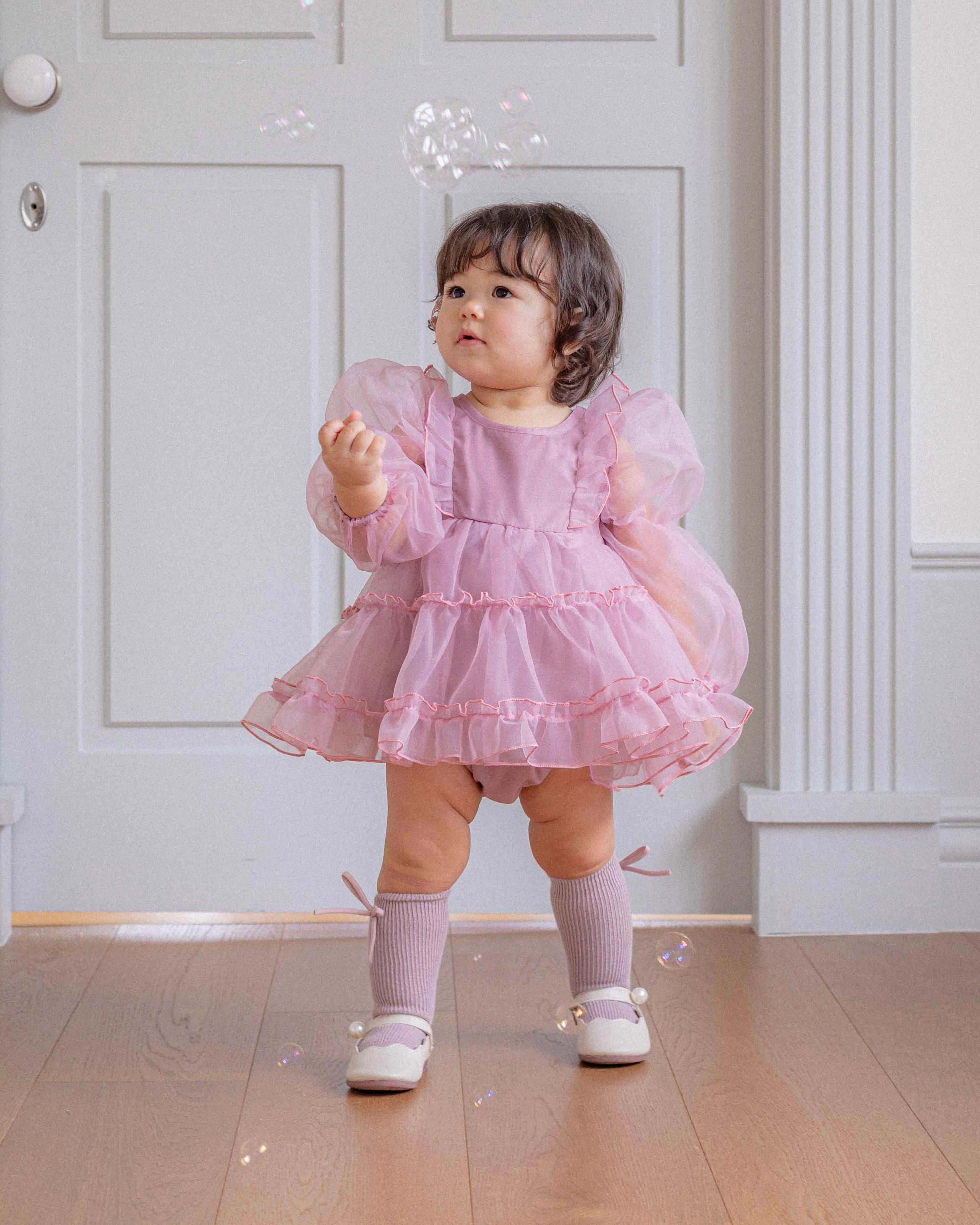 Purple Marianne Organza Romper Dress  (Ready Stock)