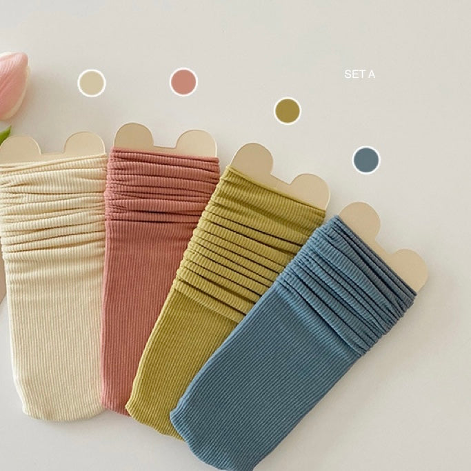 Candy Color Ribbed Socks 4 Pairs Set (Ready Stocks)
