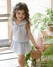 Flo Marine Blouse and Skorts Set (Ready Stock)