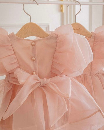 Oren Serena Pintuck Organza Baby Suit -Pink (Ready Stock)