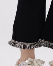Fringe Hem Denim Pants (Ready Stock)