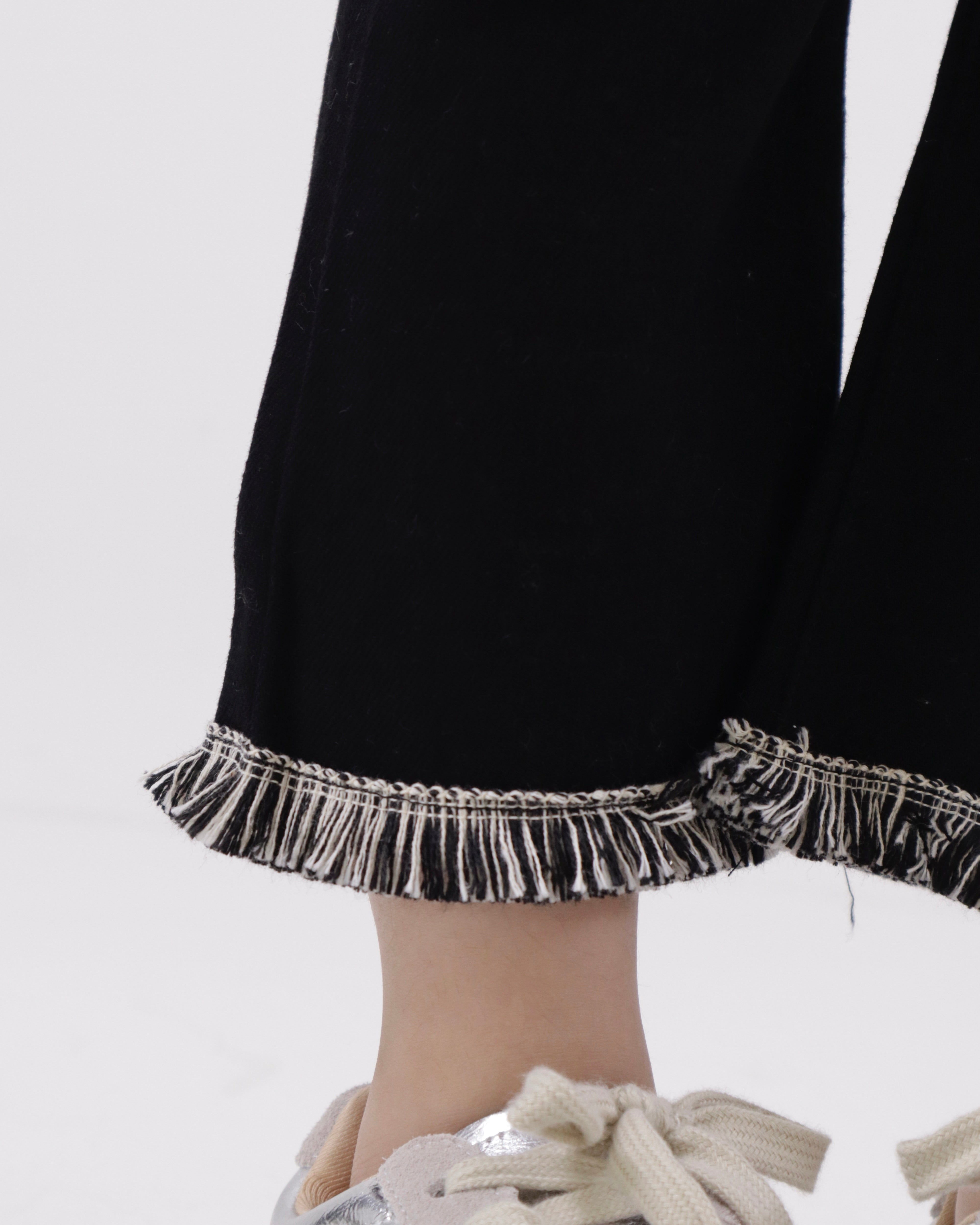 Fringe Hem Denim Pants (Ready Stock)