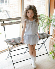 Flo Marine Blouse and Skorts Set (Ready Stock)