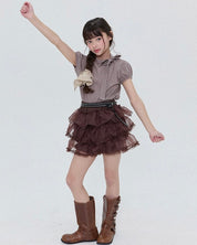 Caramel Tiered Skorts (Ready Stock)