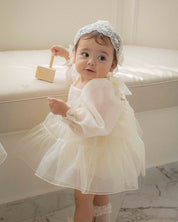 Oren CL Organza Romper-Cream White  (Ready Stock)