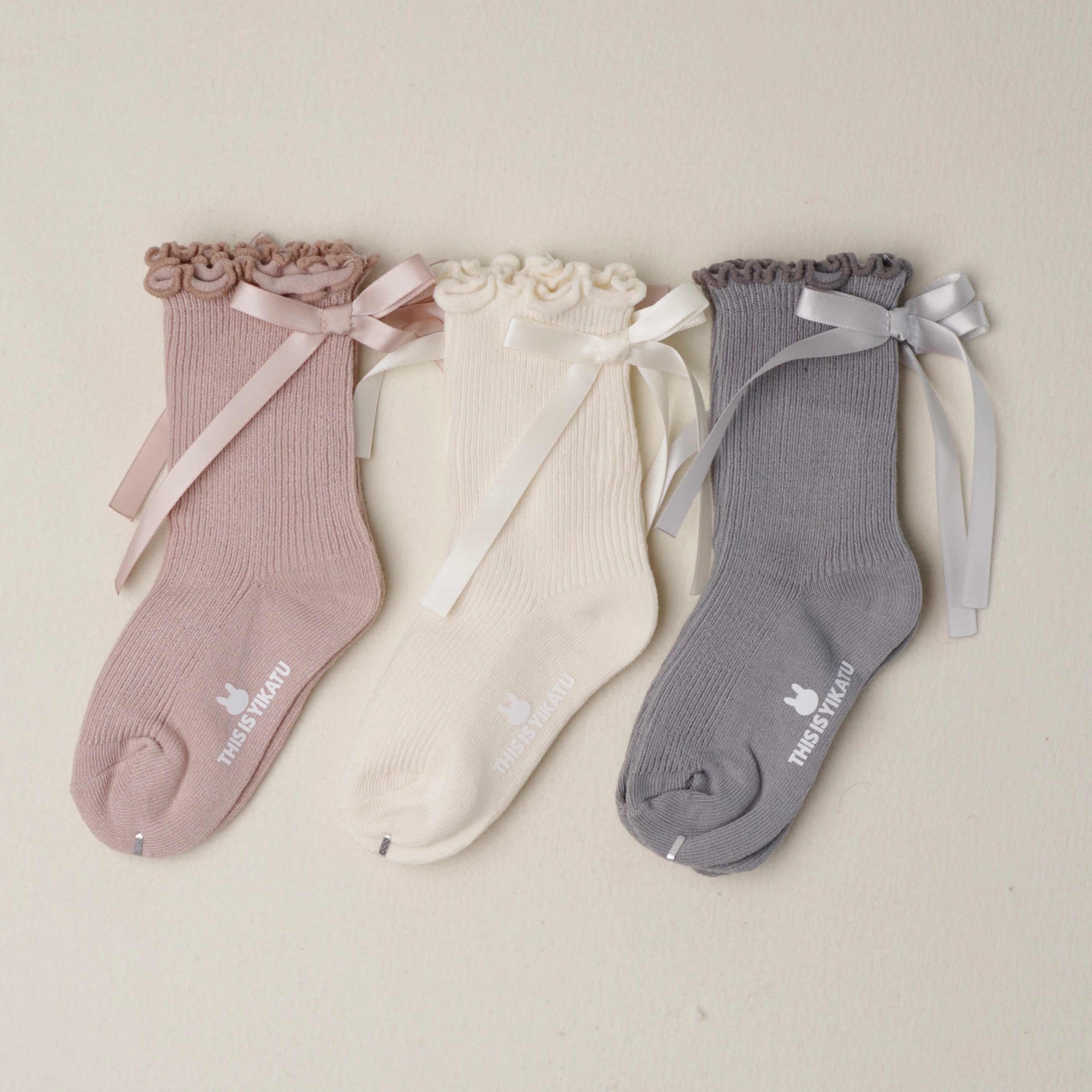 3 Pairs Set - Ribbon Frill Trim Socks (Ready Stock)