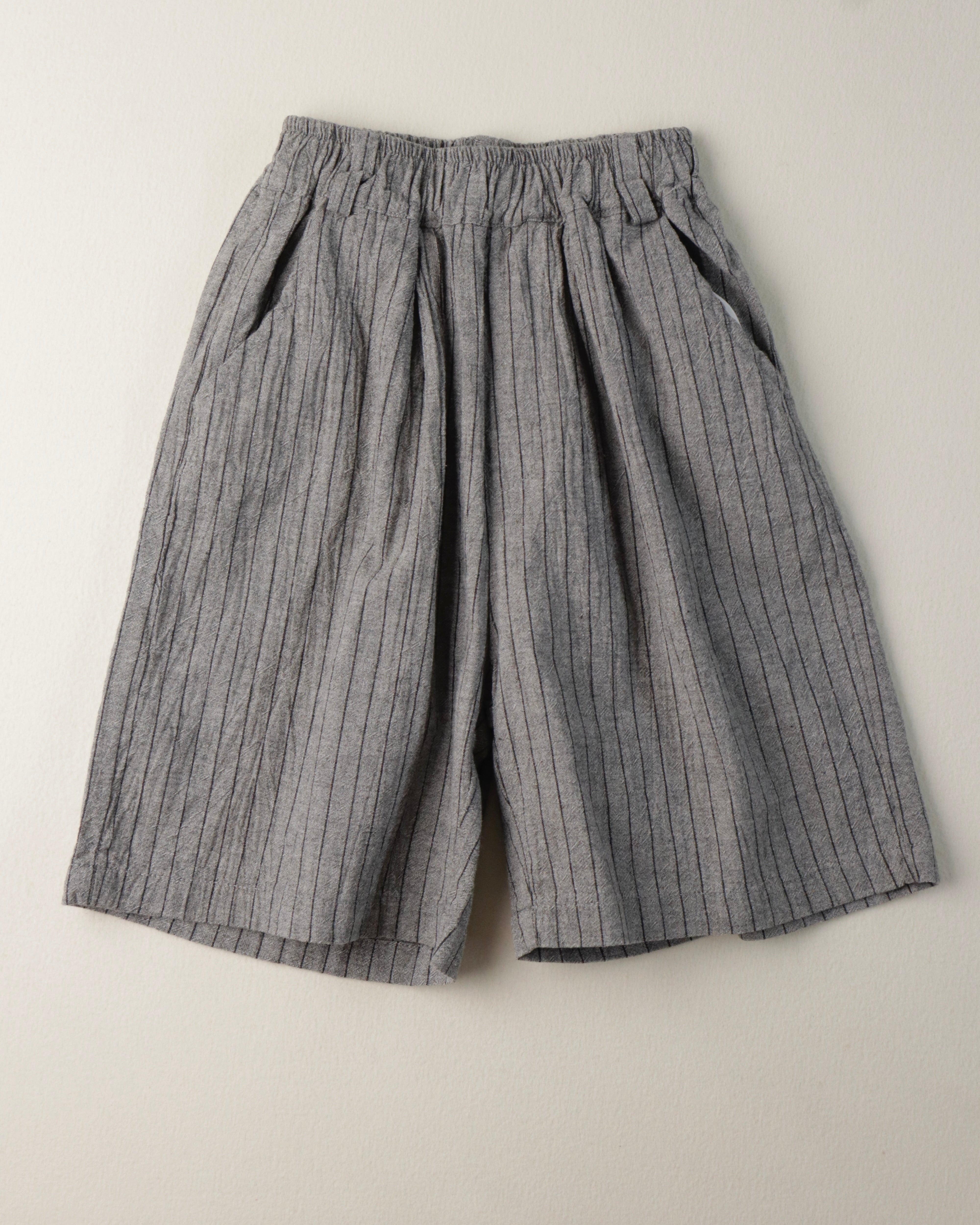 Grey PinStriped Shorts - Mid Length