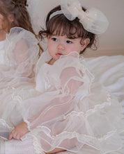 Cream Marianne Organza Romper Dress  (Ready Stock)