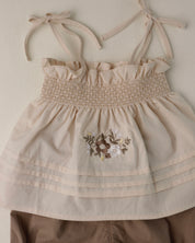 Floral Embroidered Camisole & Ruffled Bloomers Set (Ready Stock)