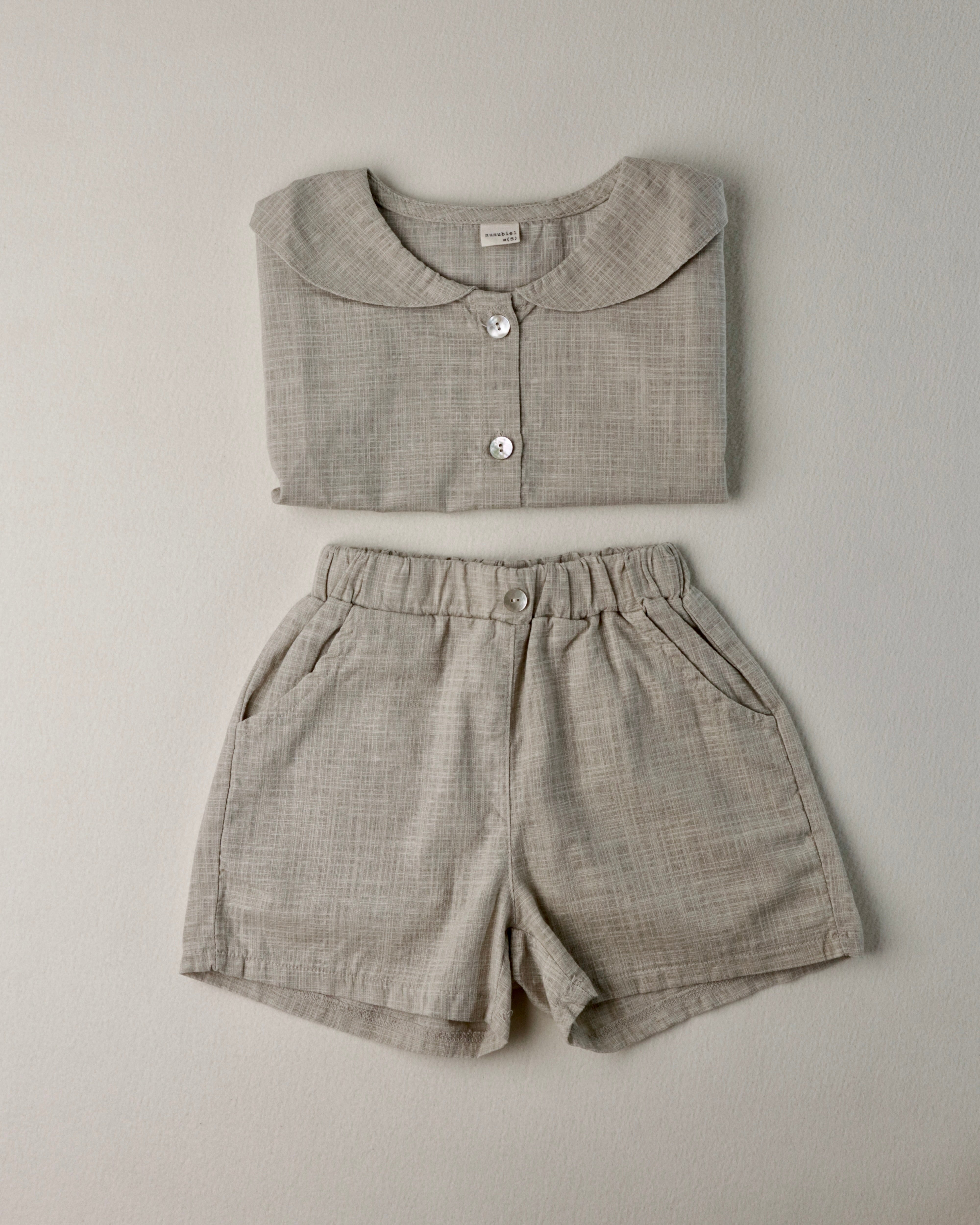 Nunubiel Slub Cotton Kids' Top & Bottom Set (Ready Stock)