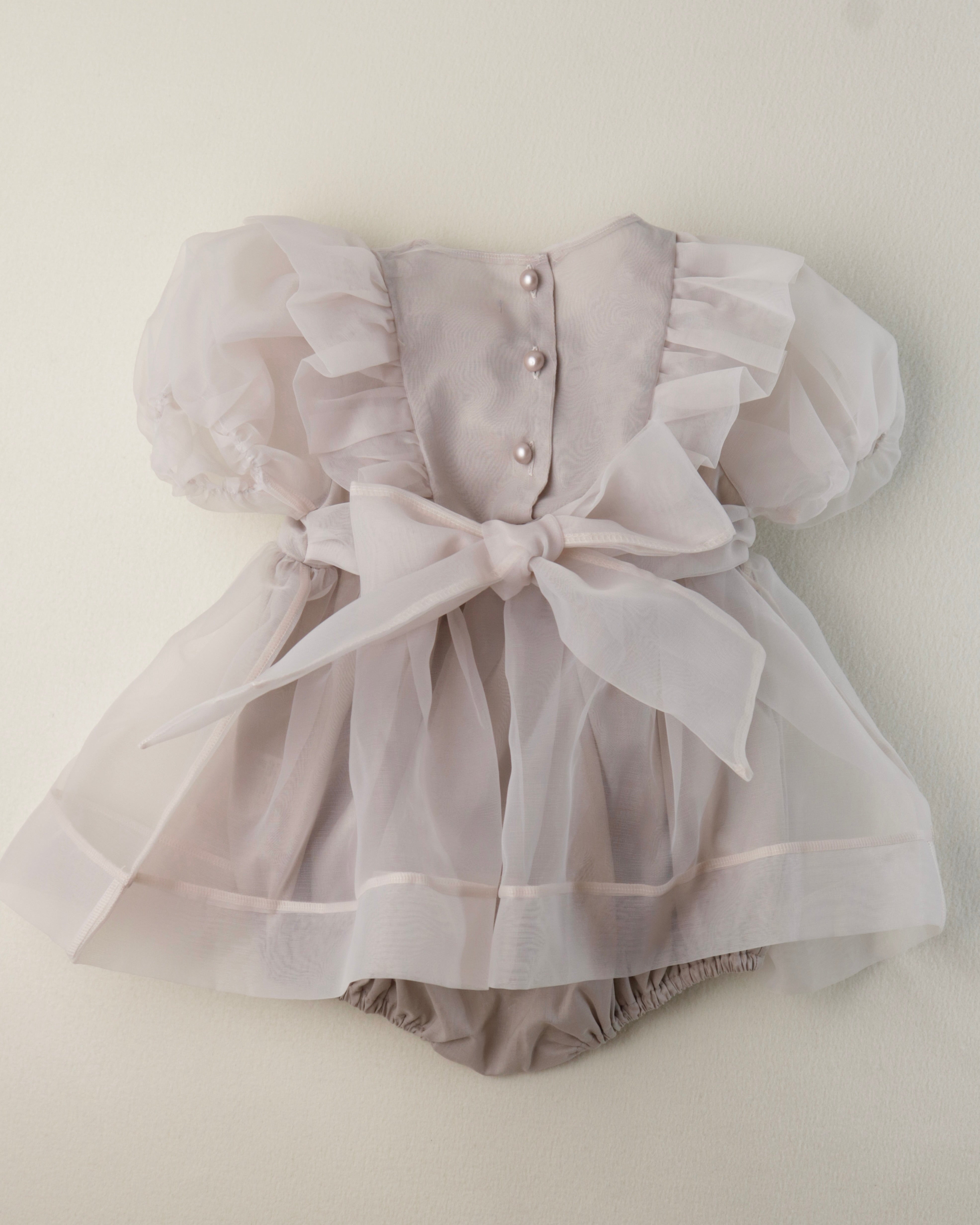 Oren Serena Pintuck Organza Baby Suit - Grayish Beige  (Ready Stock)