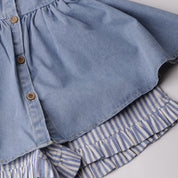 Lopdolop Denim Sleevless Top and Bottom Set  (Ready Stock)