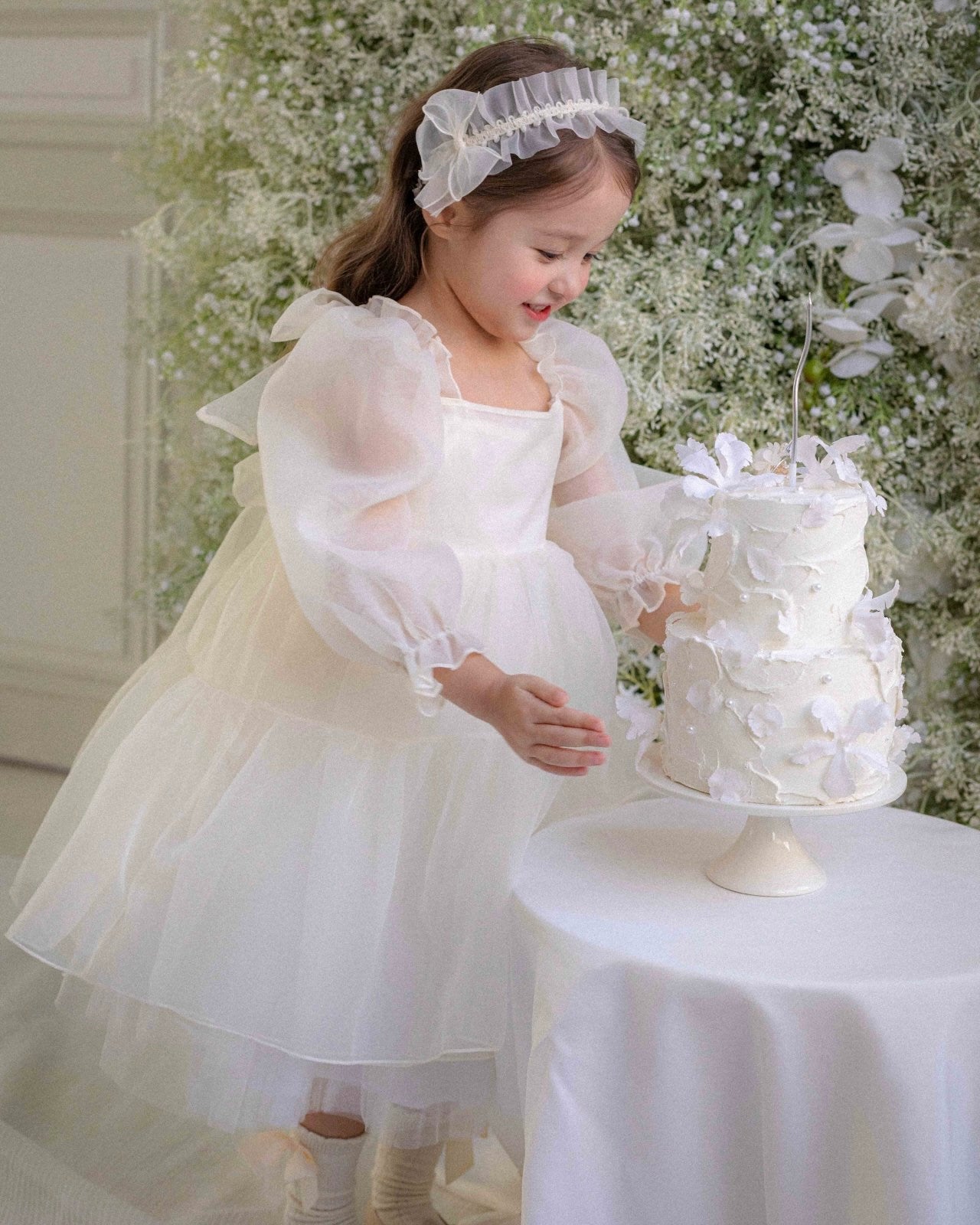 Oren CL Organza Dress -Cream White  (Ready Stock)