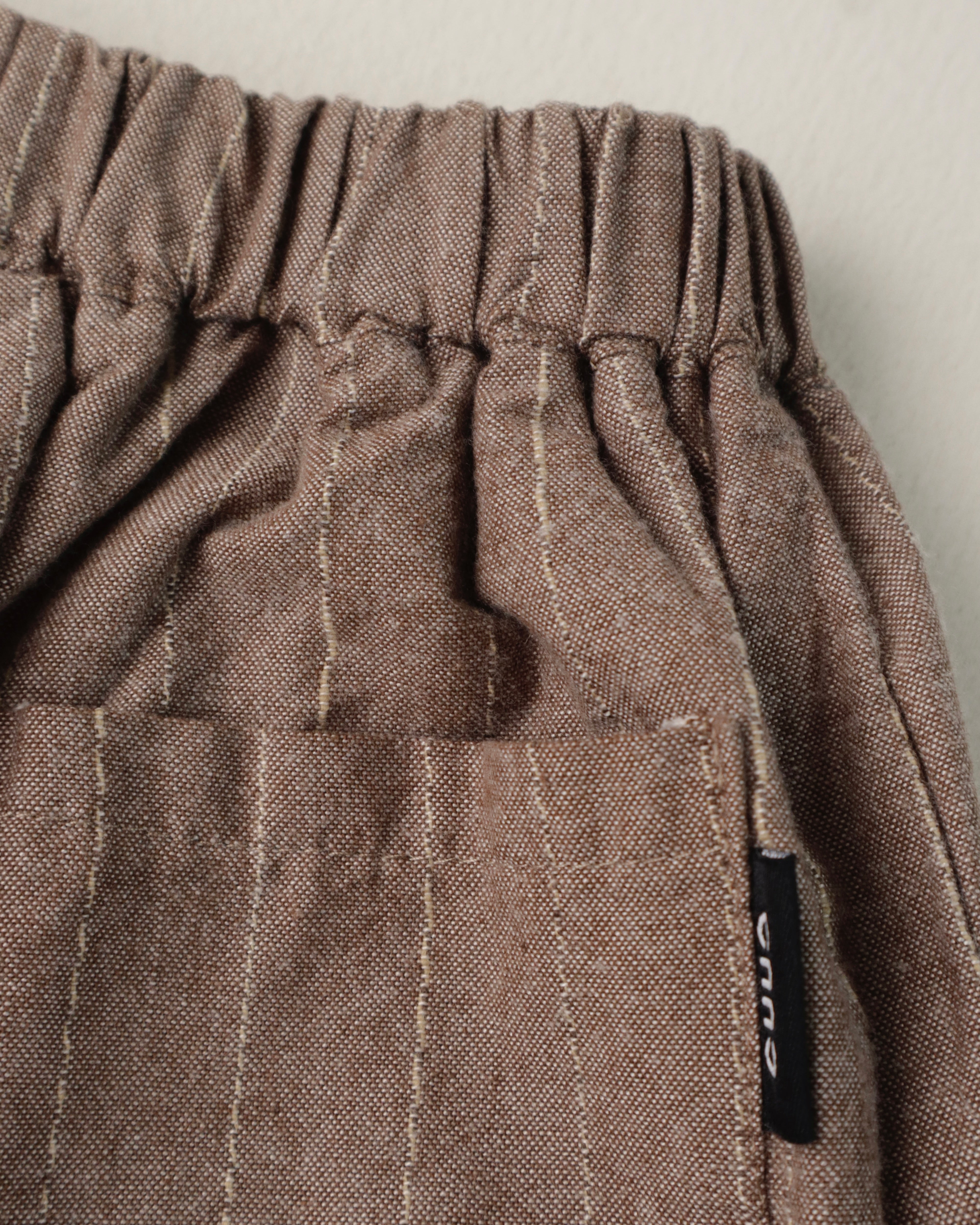 Brown PinStriped Shorts - Mid Length