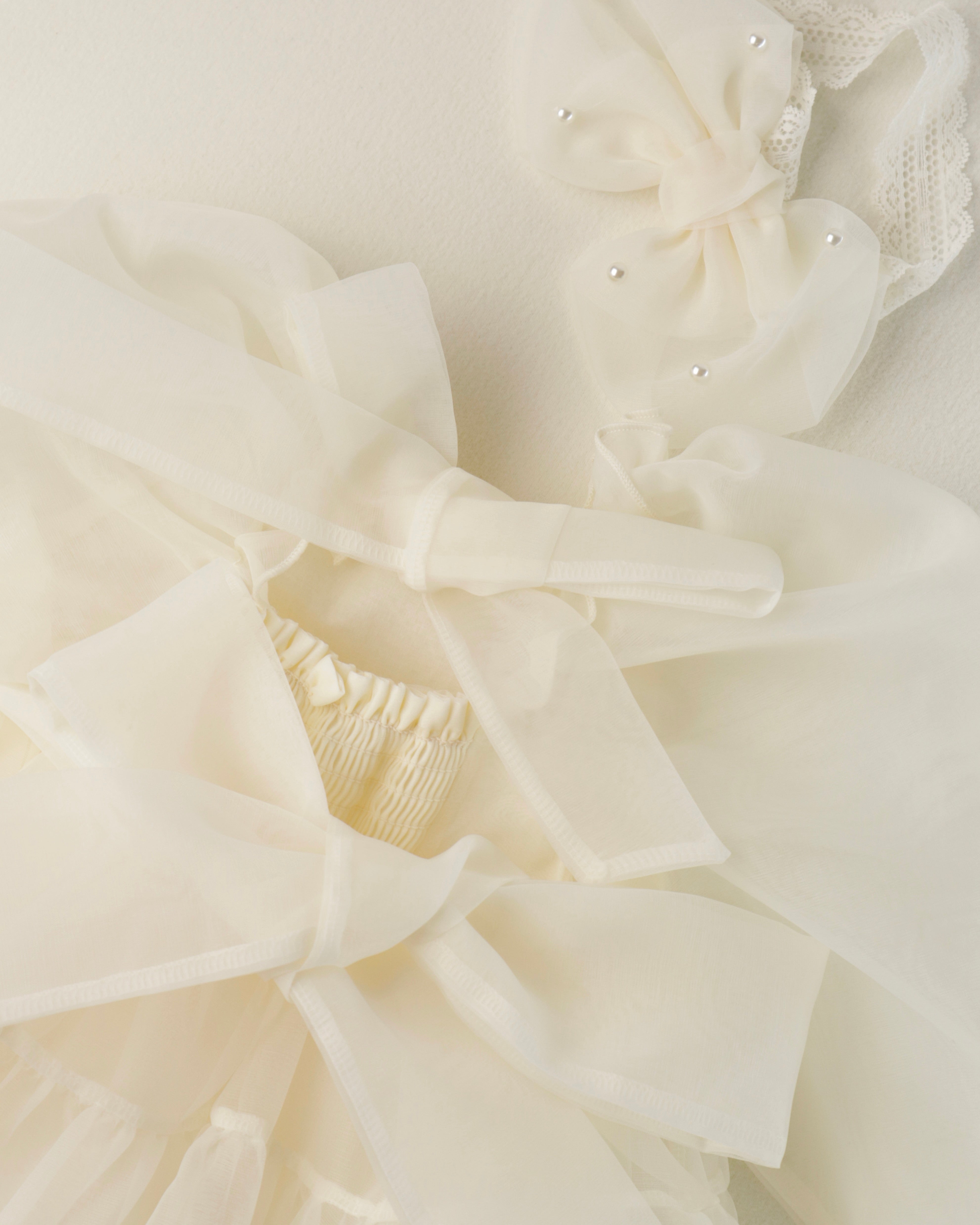 Oren CL Organza Romper-Cream White  (Ready Stock)