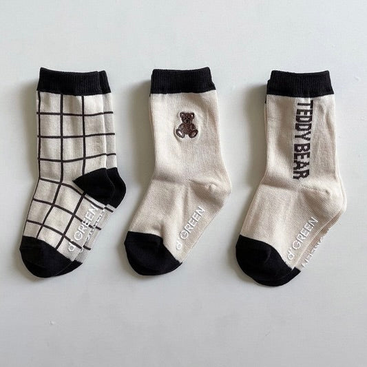 D’green Teddy Series Sock 3 Pair Set (Ready Stock)