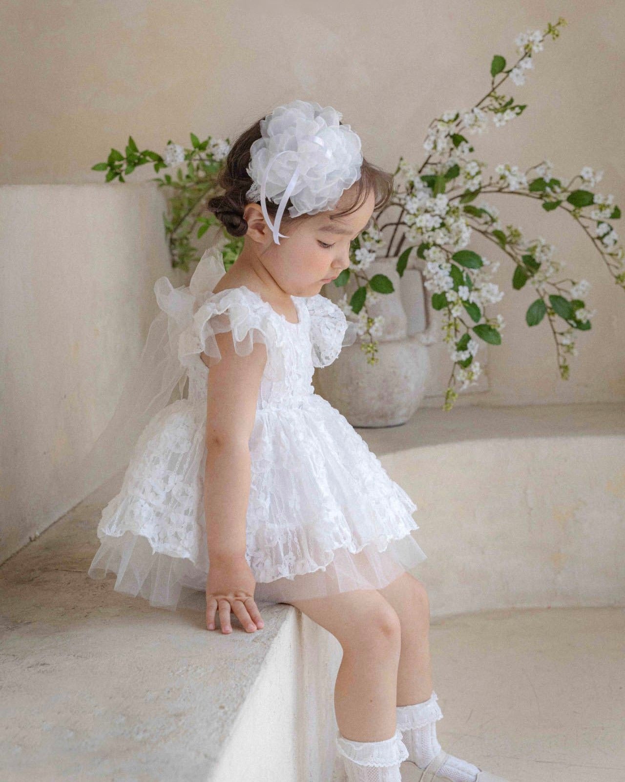 Oren Frilly Lace Romper Dress (Ready Stock)