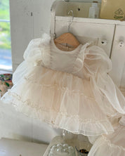 Cream Marianne Organza Romper Dress  (Ready Stock)