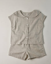 Nunubiel Slub Cotton Kids' Top & Bottom Set (Ready Stock)