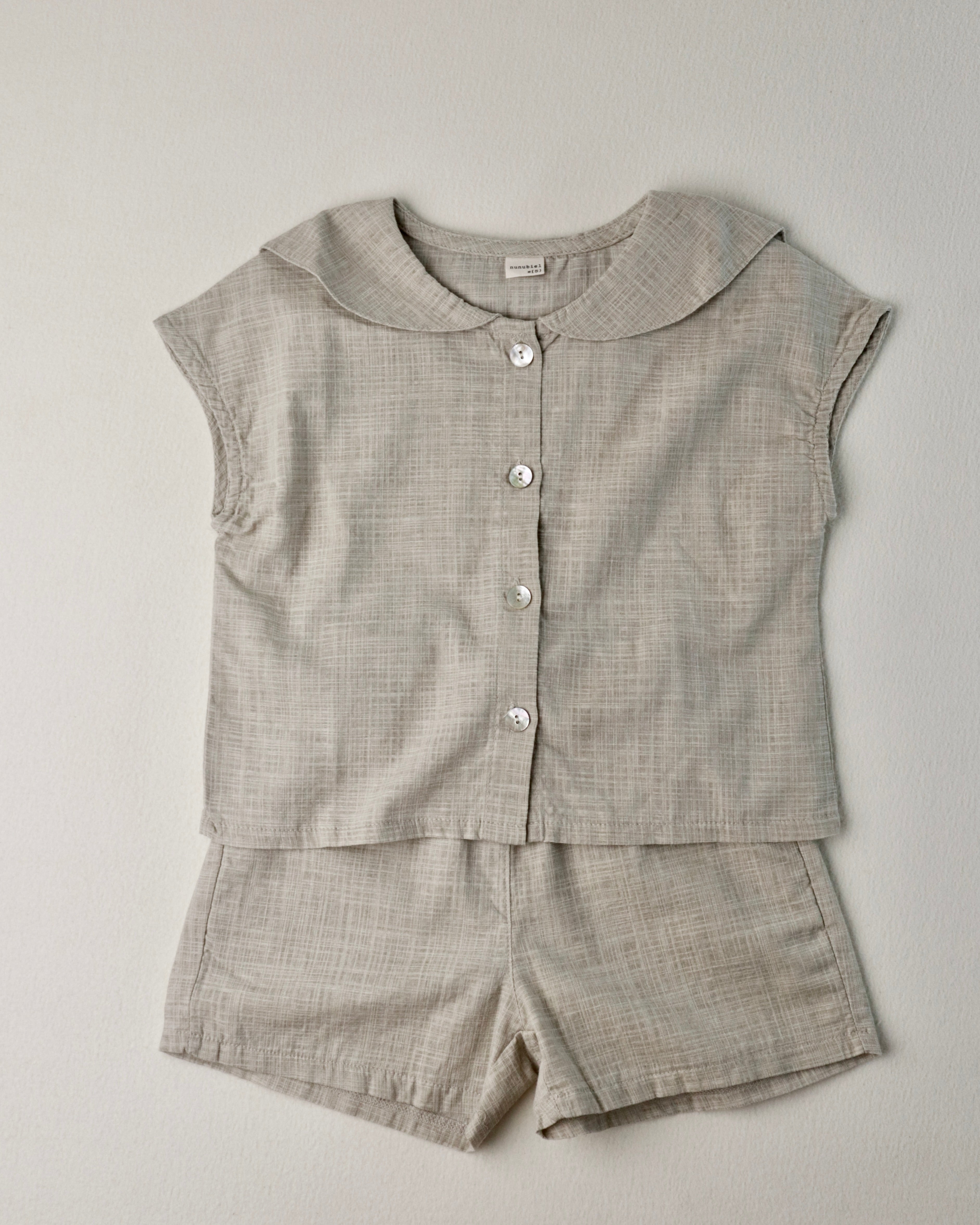 Nunubiel Slub Cotton Kids' Top & Bottom Set (Ready Stock)