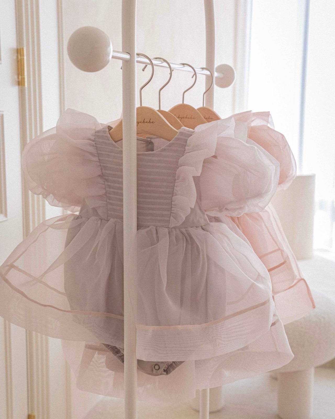Oren Serena Pintuck Organza Baby Suit - Grayish Beige  (Ready Stock)