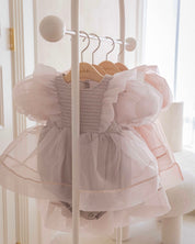 Oren Serena Pintuck Organza Baby Suit - Grayish Beige  (Ready Stock)