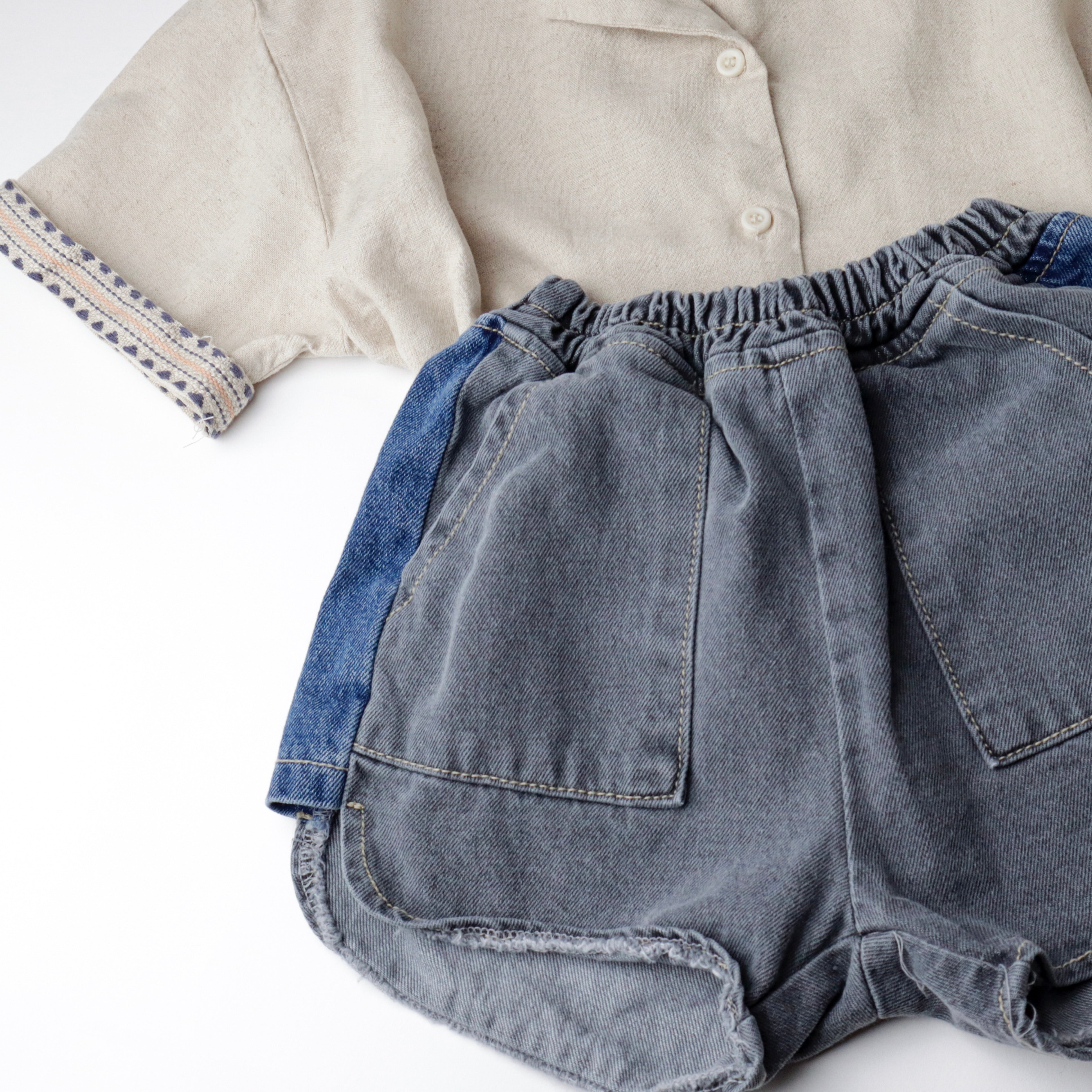 Mini Dual Color Denim Shorts (Ready Stock)