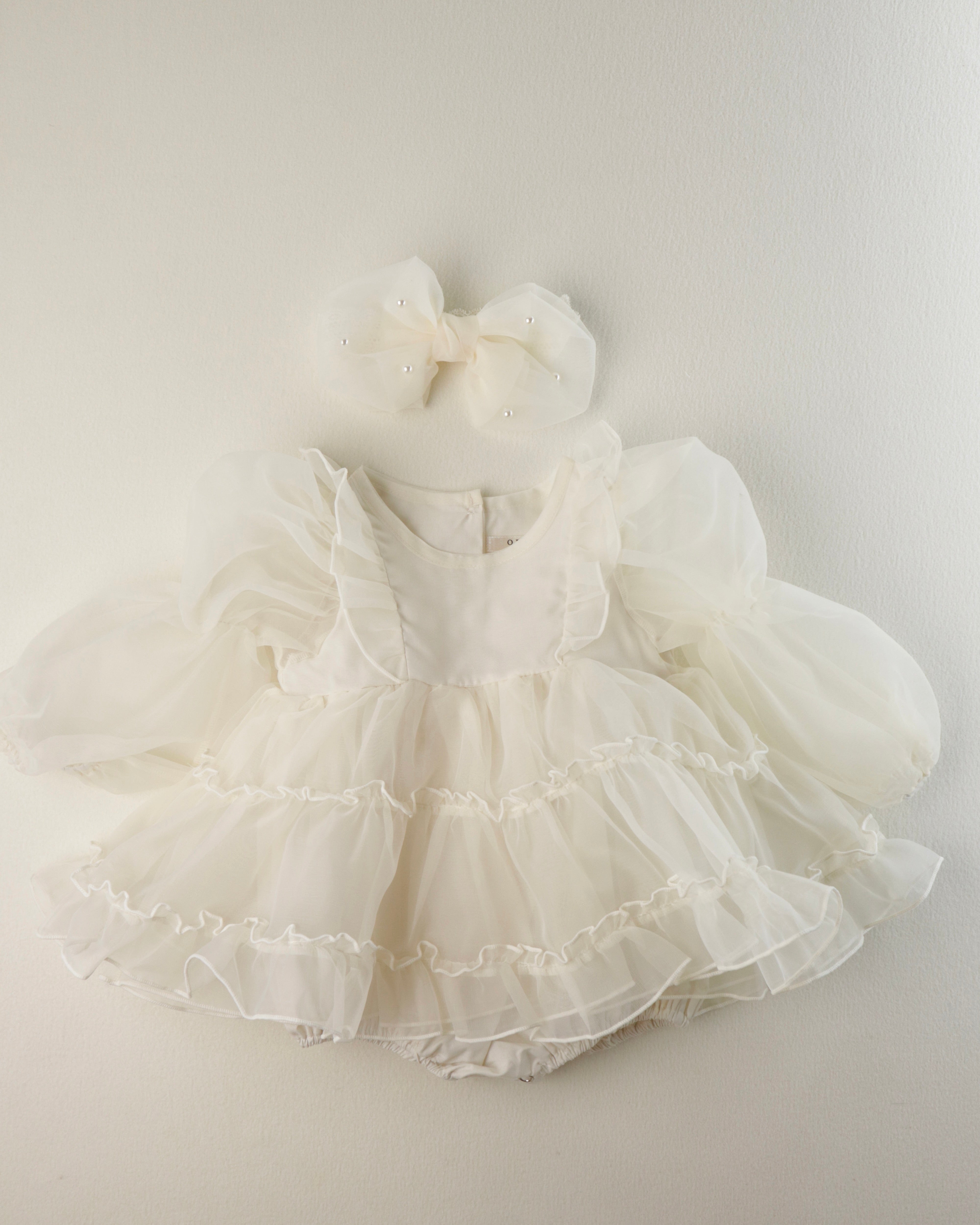 Cream Marianne Organza Romper Dress  (Ready Stock)