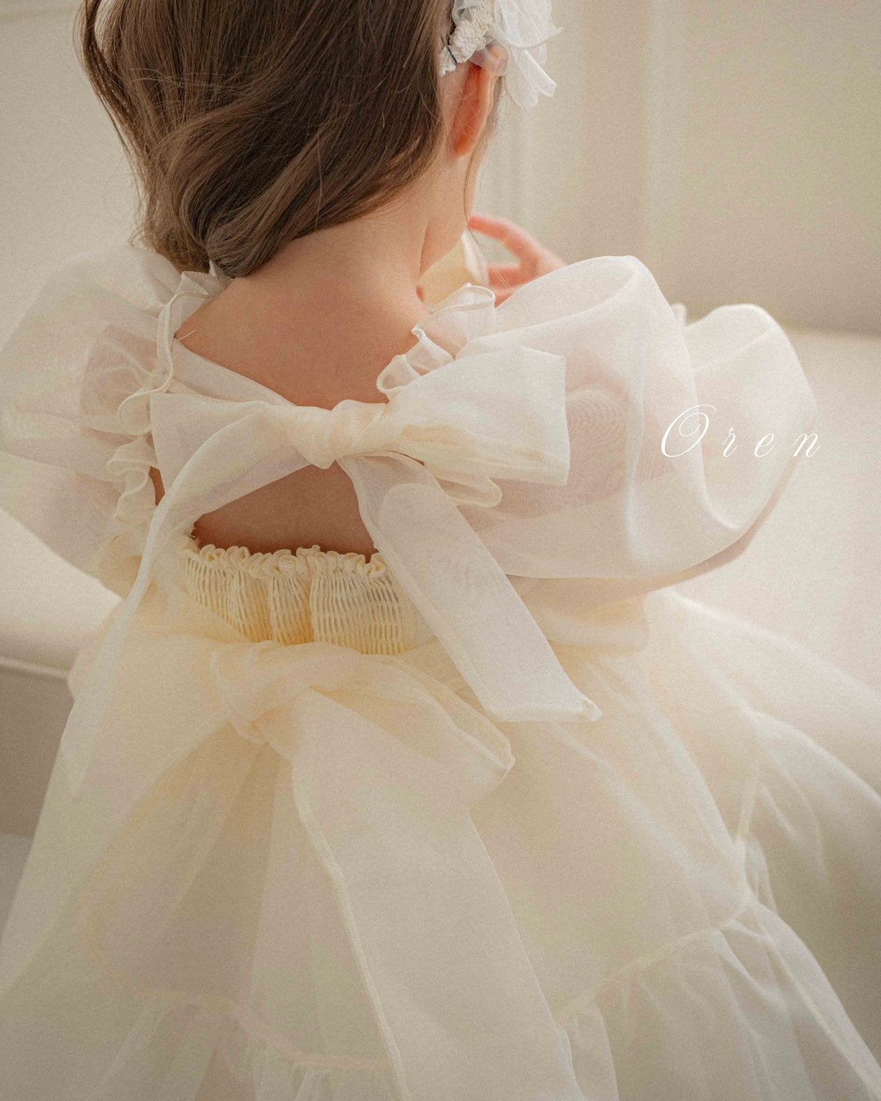 Oren CL Organza Dress -Cream White  (Ready Stock)