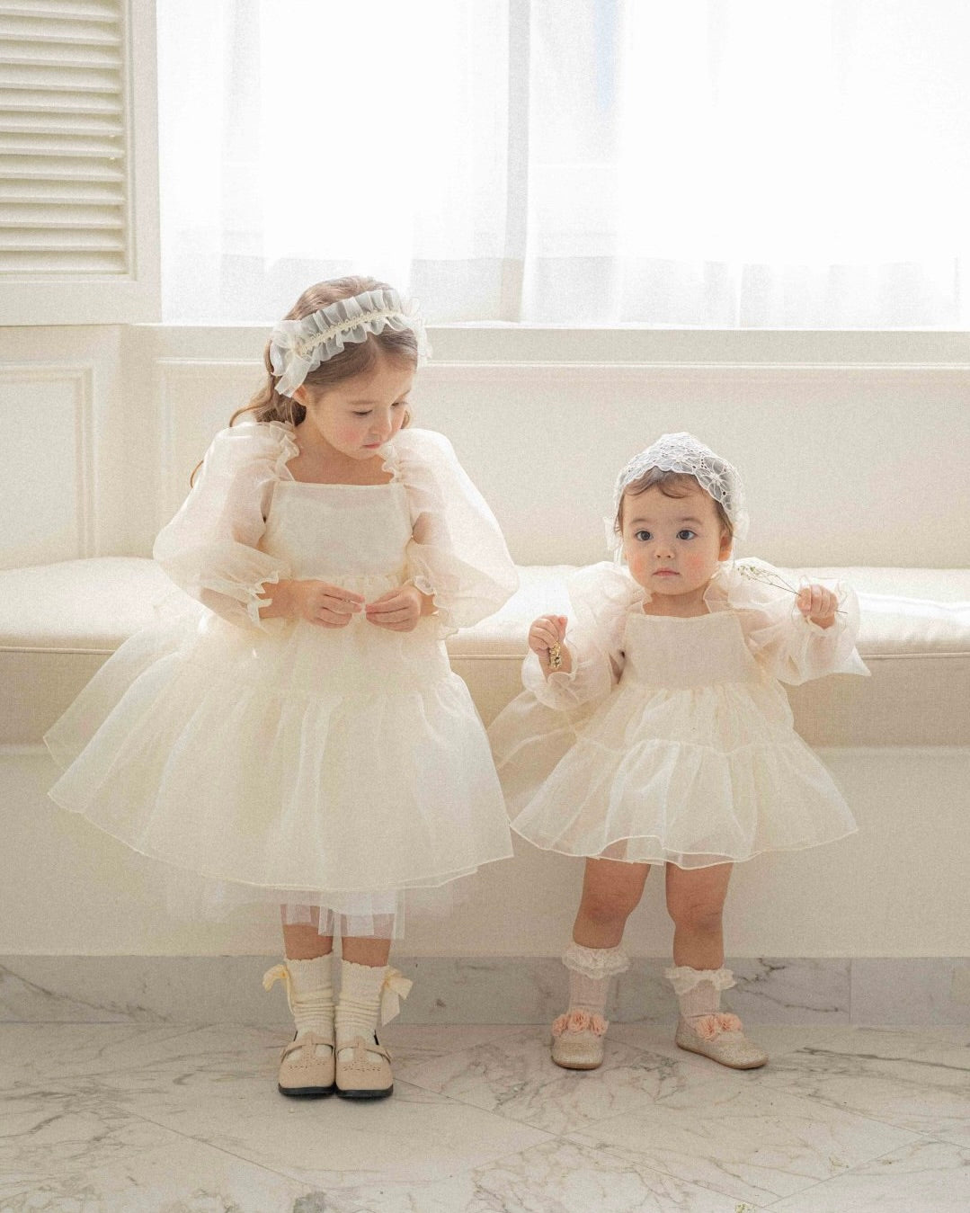 Oren CL Organza Romper-Cream White  (Ready Stock)