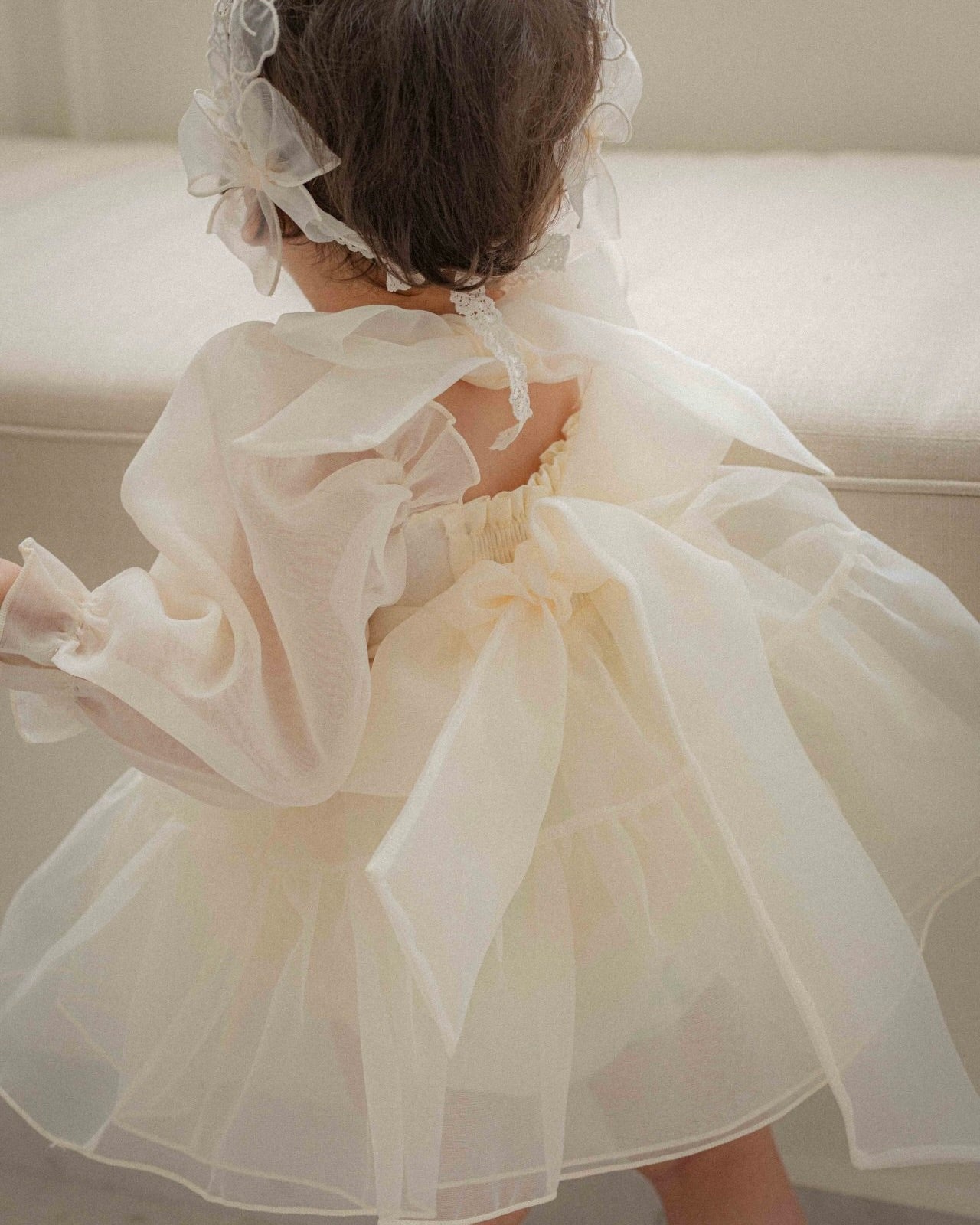 Oren CL Organza Romper-Cream White  (Ready Stock)