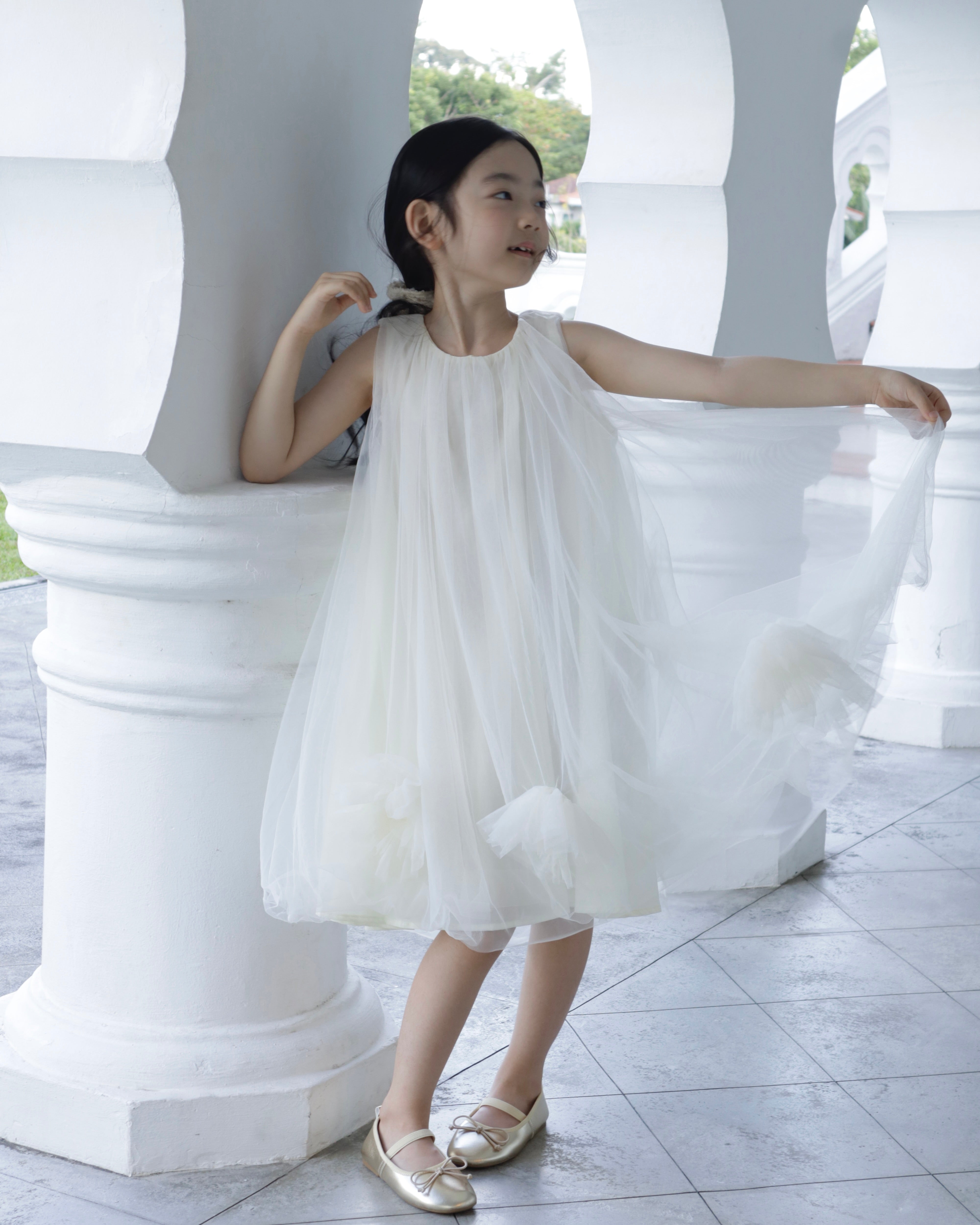 Dreamy Tulle Dress- Cream White (Ready Stock)