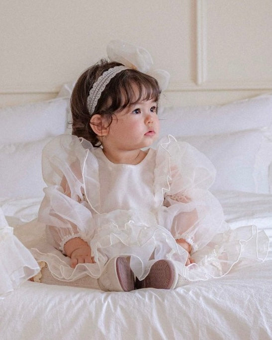 Cream Marianne Organza Romper Dress  (Ready Stock)