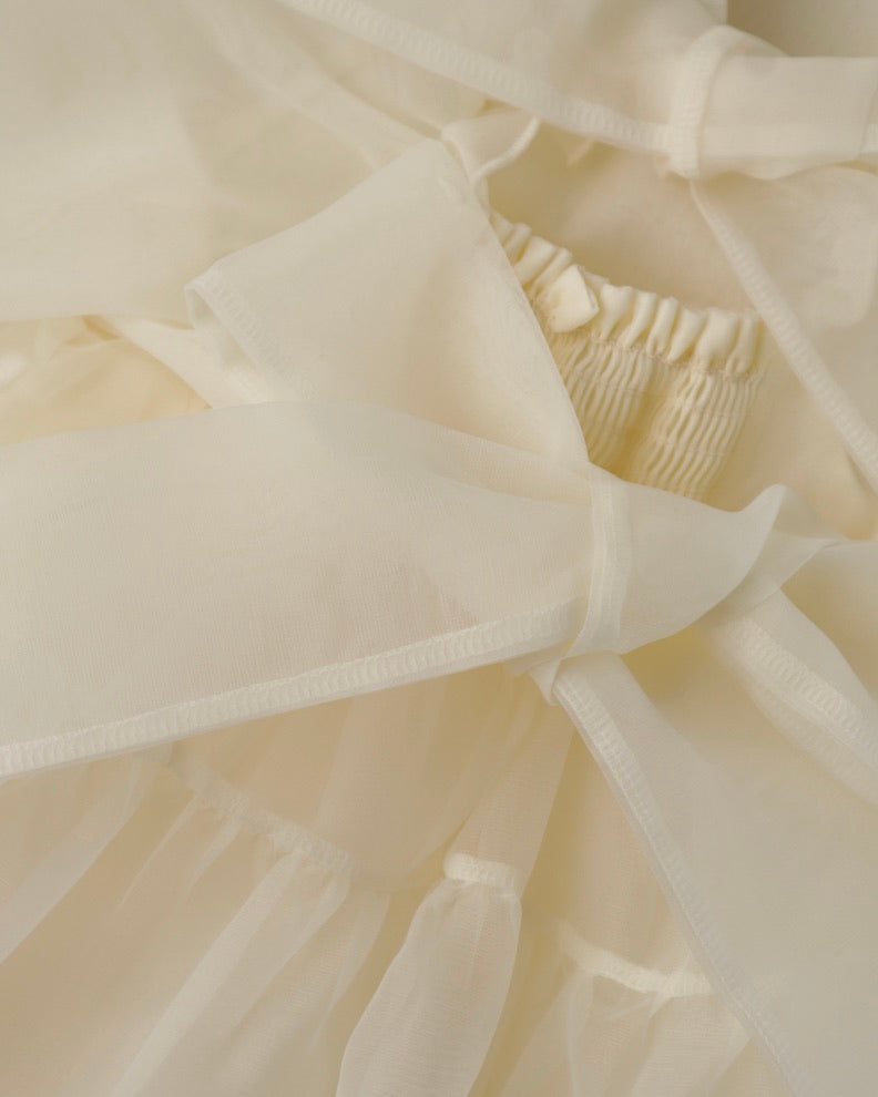 Oren CL Organza Dress -Cream White  (Ready Stock)