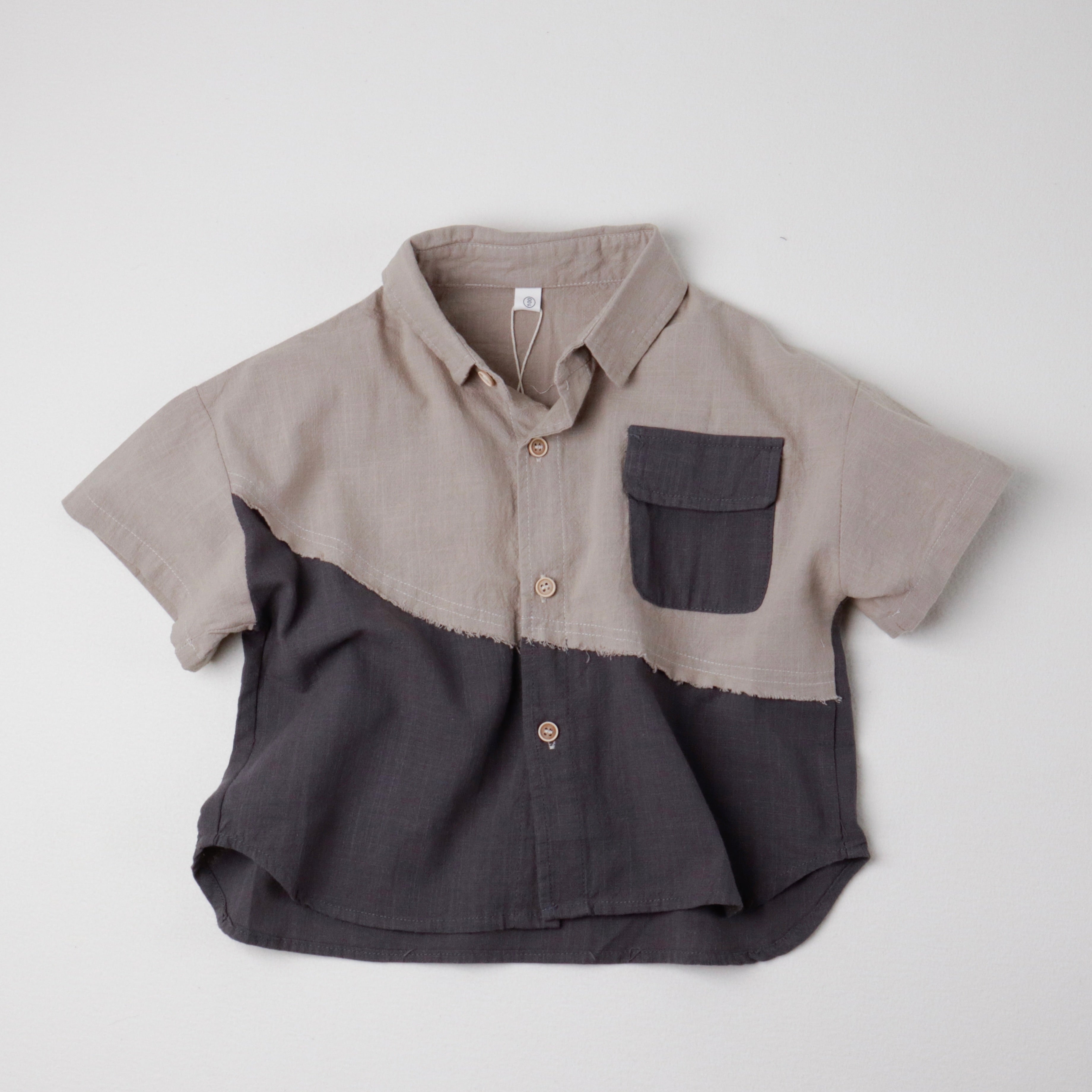 Color-block Cotton Shirt (Ready Stock)