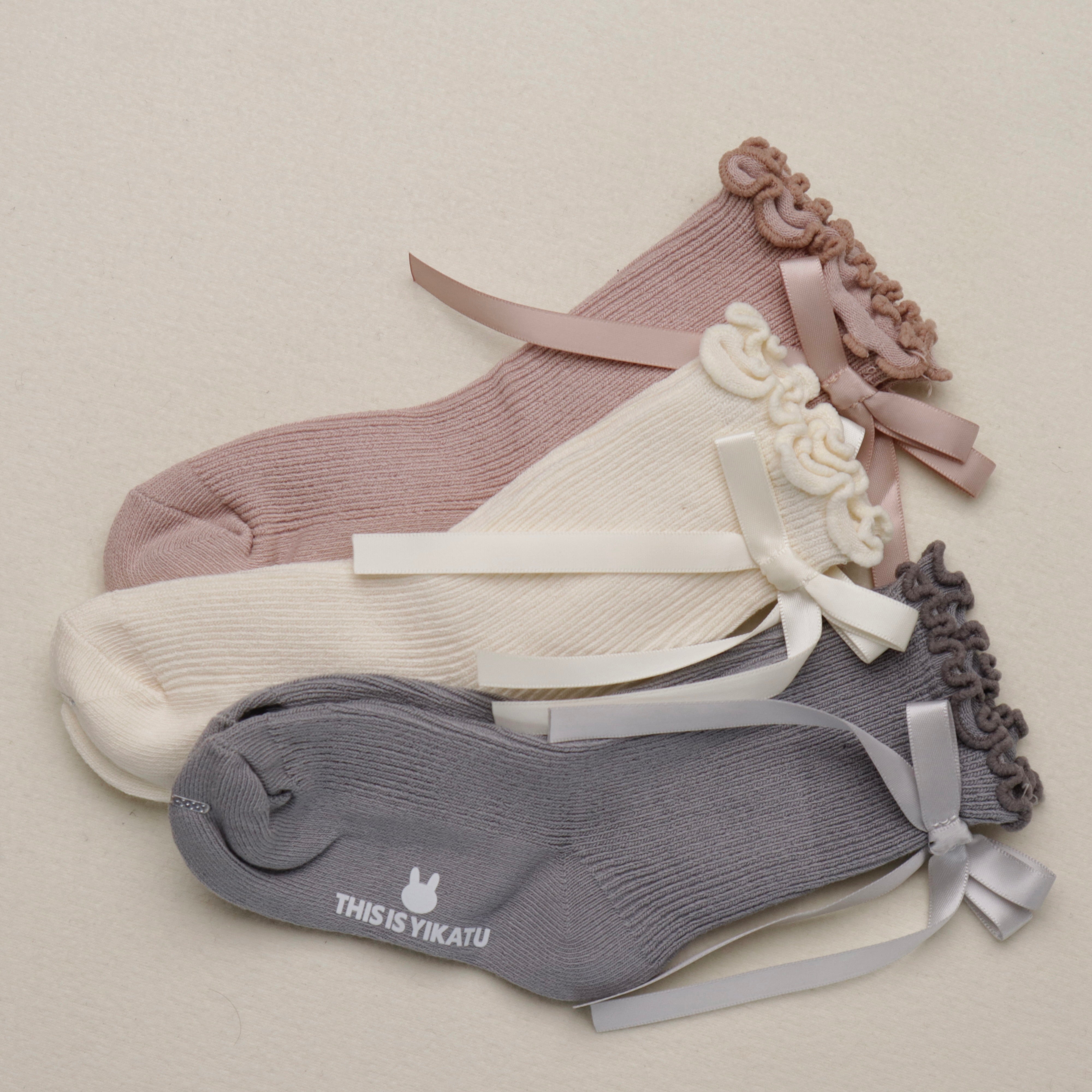 3 Pairs Set - Ribbon Frill Trim Socks (Ready Stock)
