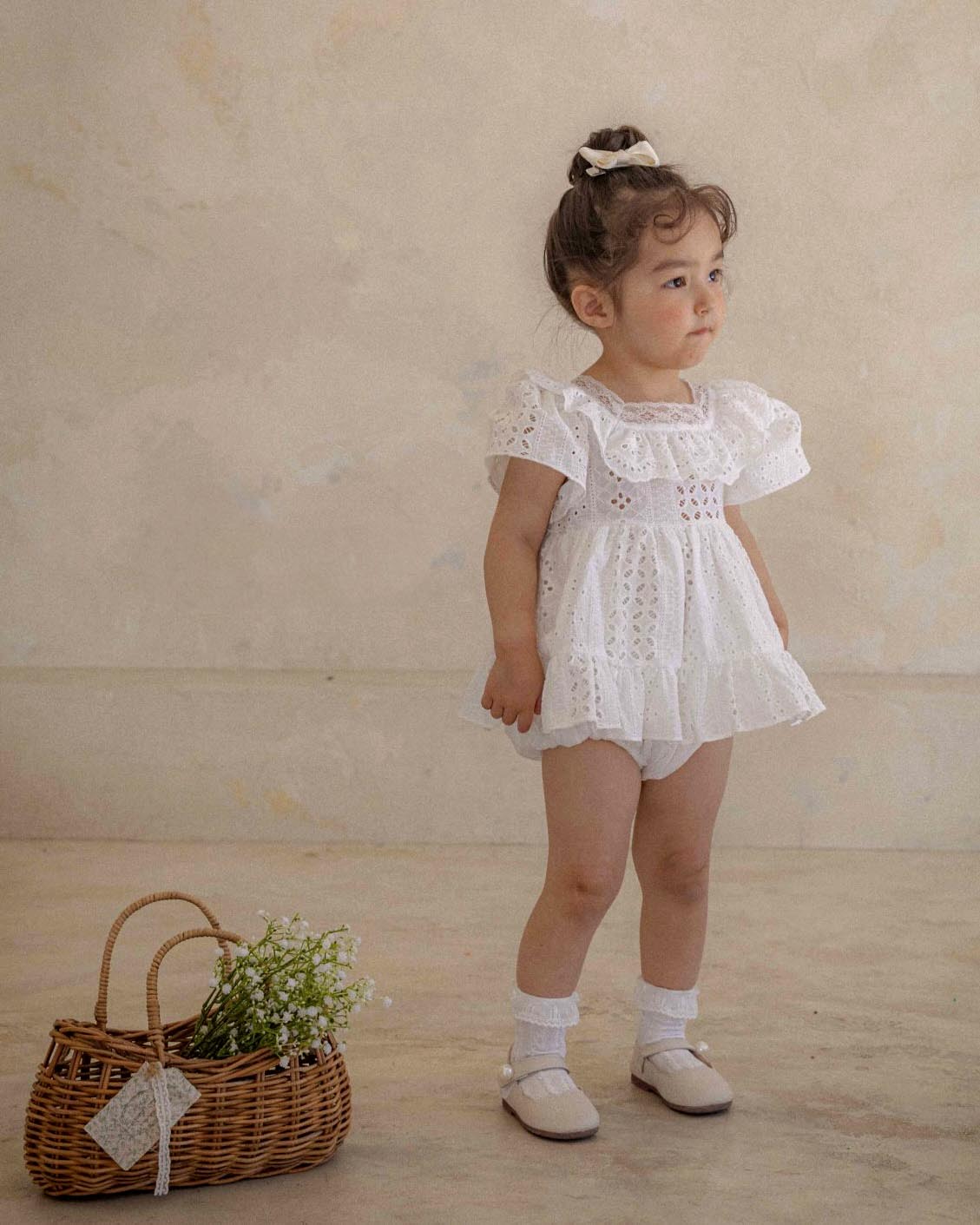 Oren Foret Eyelet Lace Baby Romper (Ready Stock)