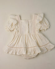 Lace-Embroidered Cotton Romper Dress (Ready Stock)