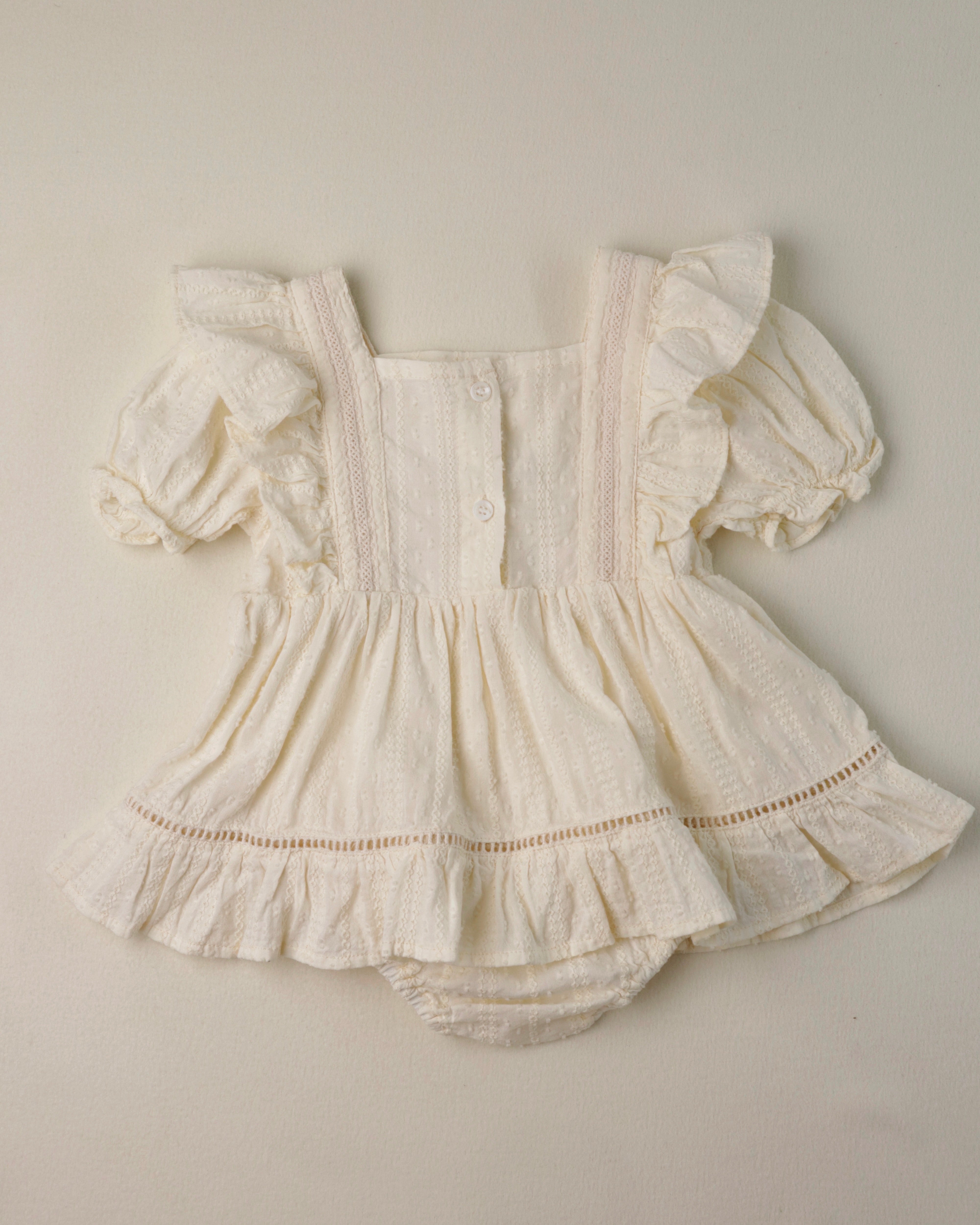 Lace-Embroidered Cotton Romper Dress (Ready Stock)