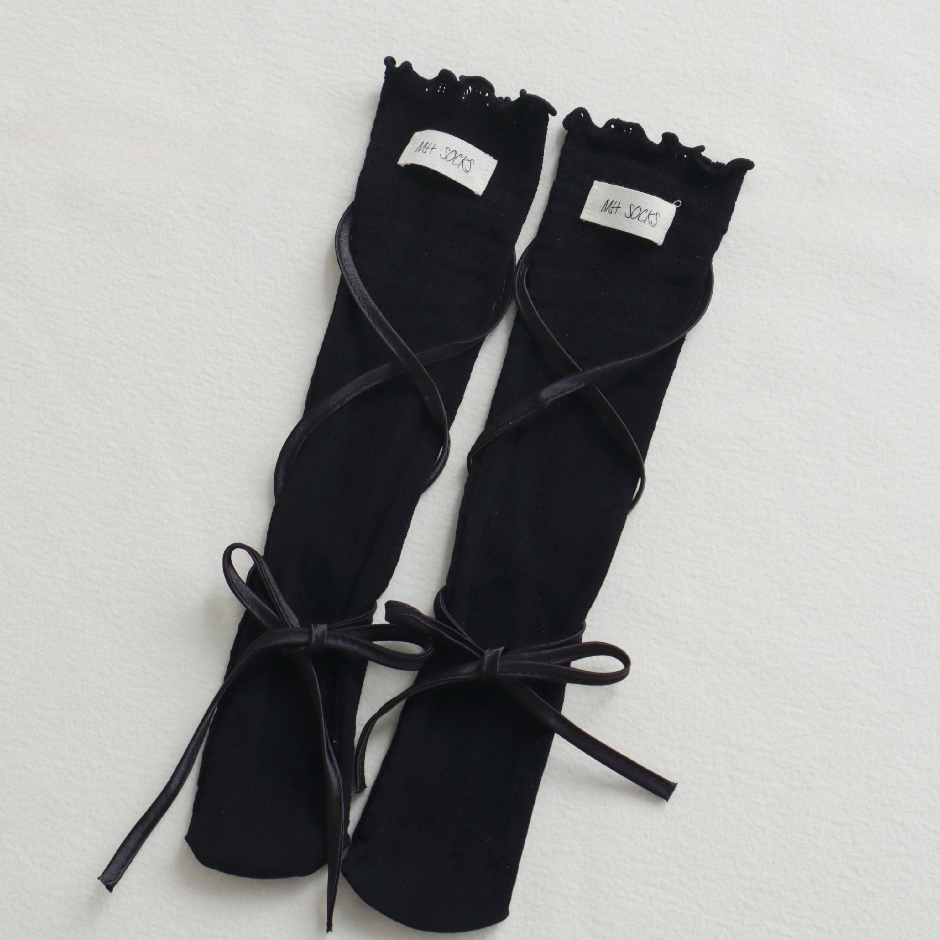 Mid-Calf Ribbon Socks - 3 Pair Set