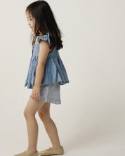 Lopdolop Denim Sleevless Top and Bottom Set  (Ready Stock)