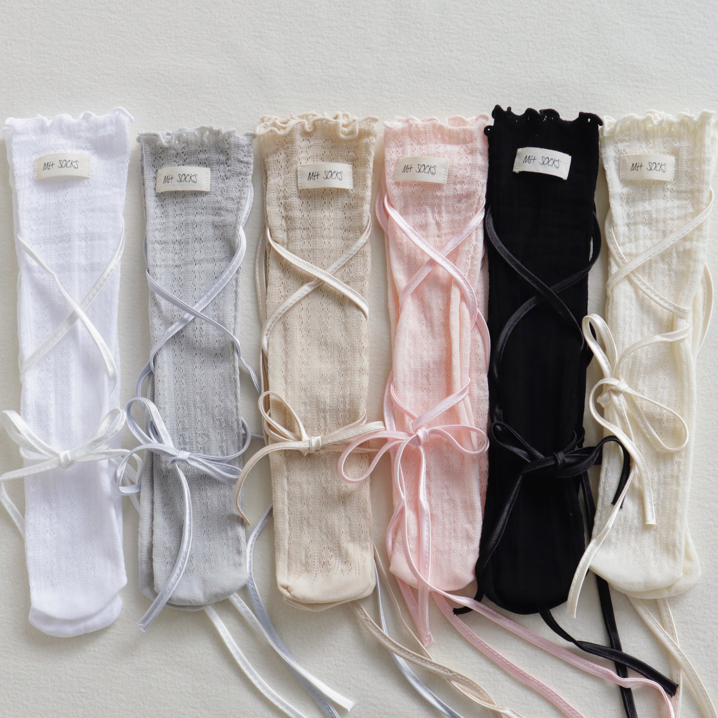 Mid-Calf Ribbon Socks - 3 Pair Set