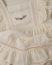 Lace-Embroidered Cotton Romper Dress (Ready Stock)
