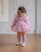 Purple Marianne Organza Romper Dress  (Ready Stock)