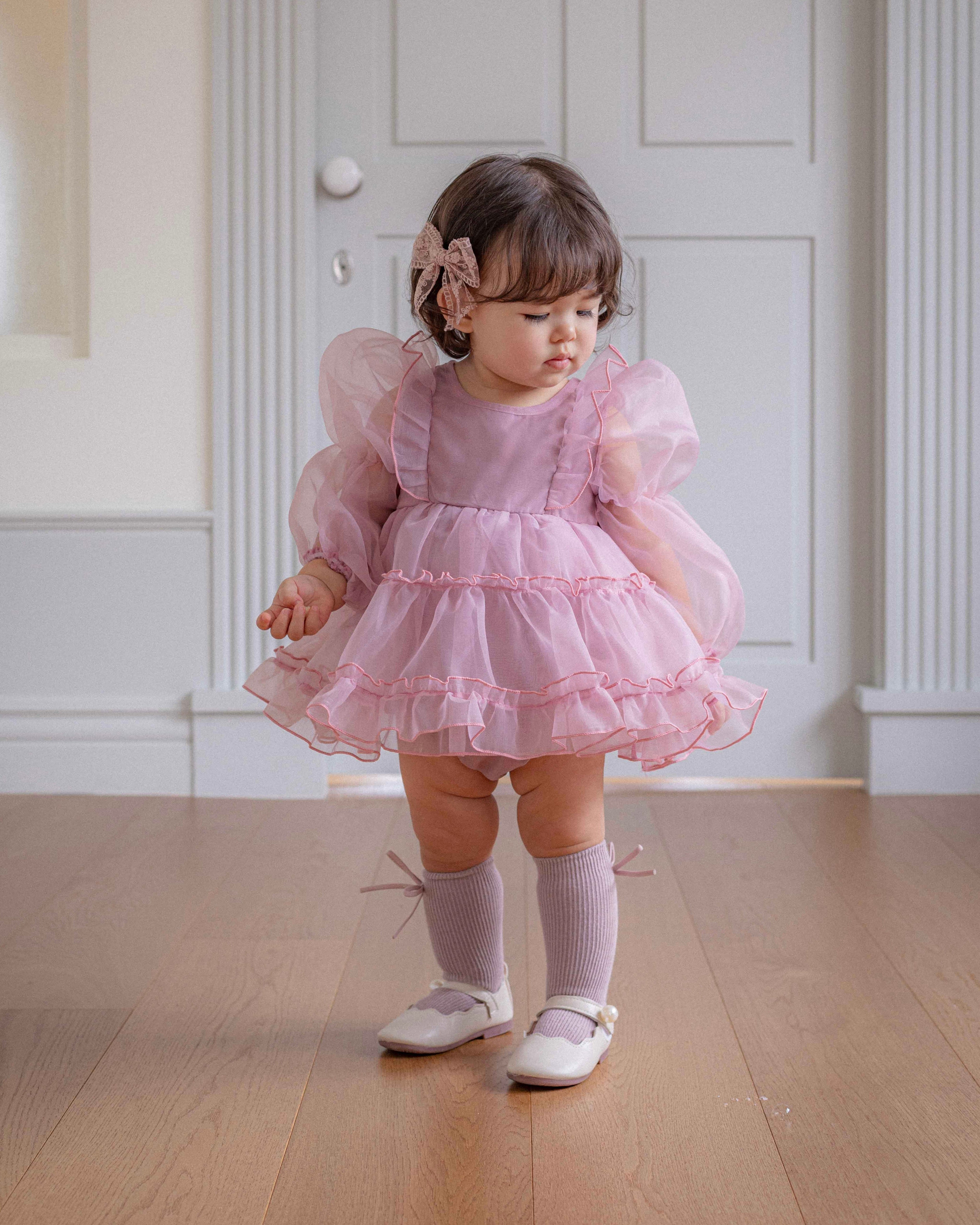 Purple Marianne Organza Romper Dress  (Ready Stock)