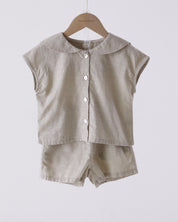 Nunubiel Slub Cotton Kids' Top & Bottom Set (Ready Stock)