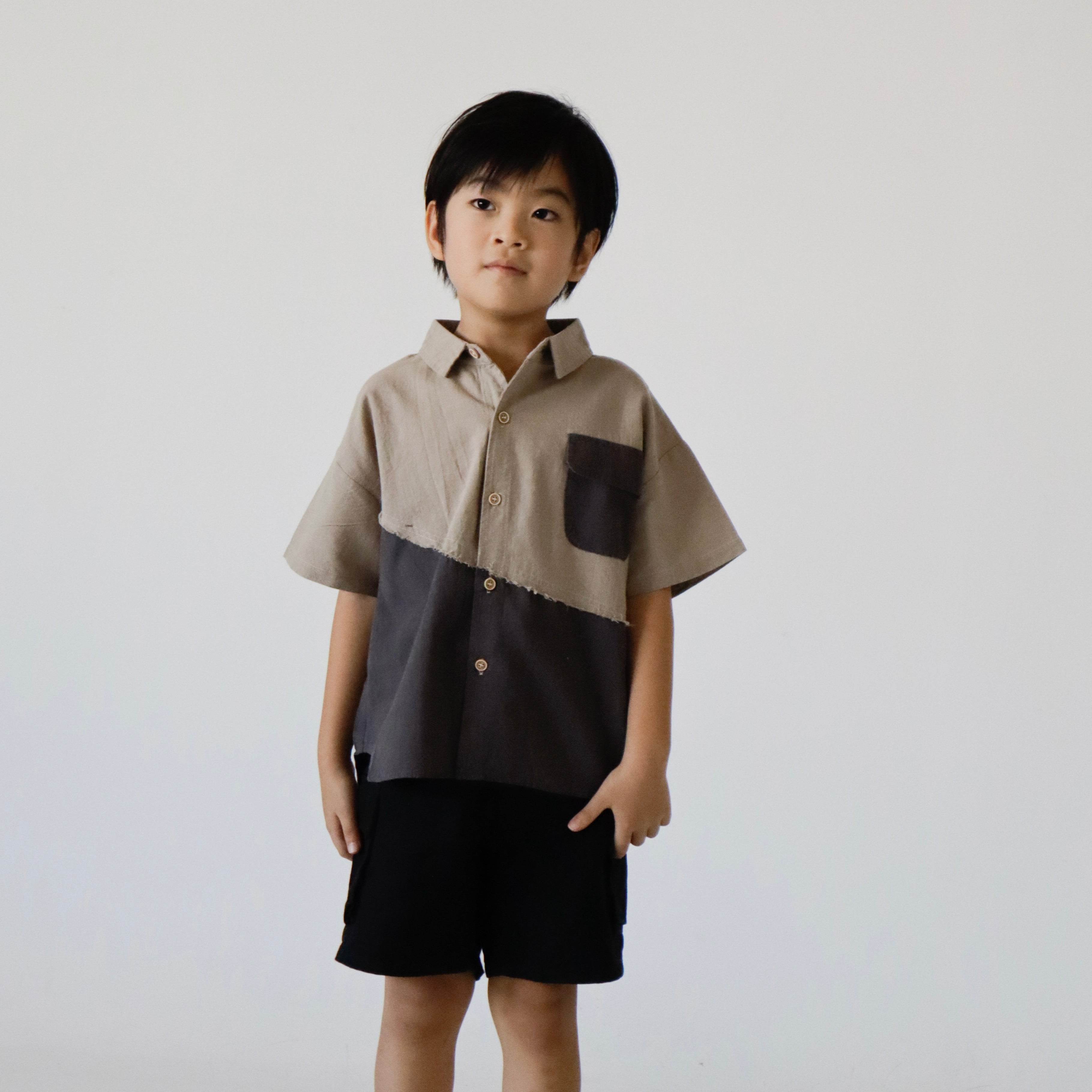 Color-block Cotton Shirt (Ready Stock)