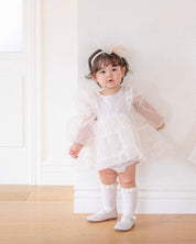Cream Marianne Organza Romper Dress  (Ready Stock)