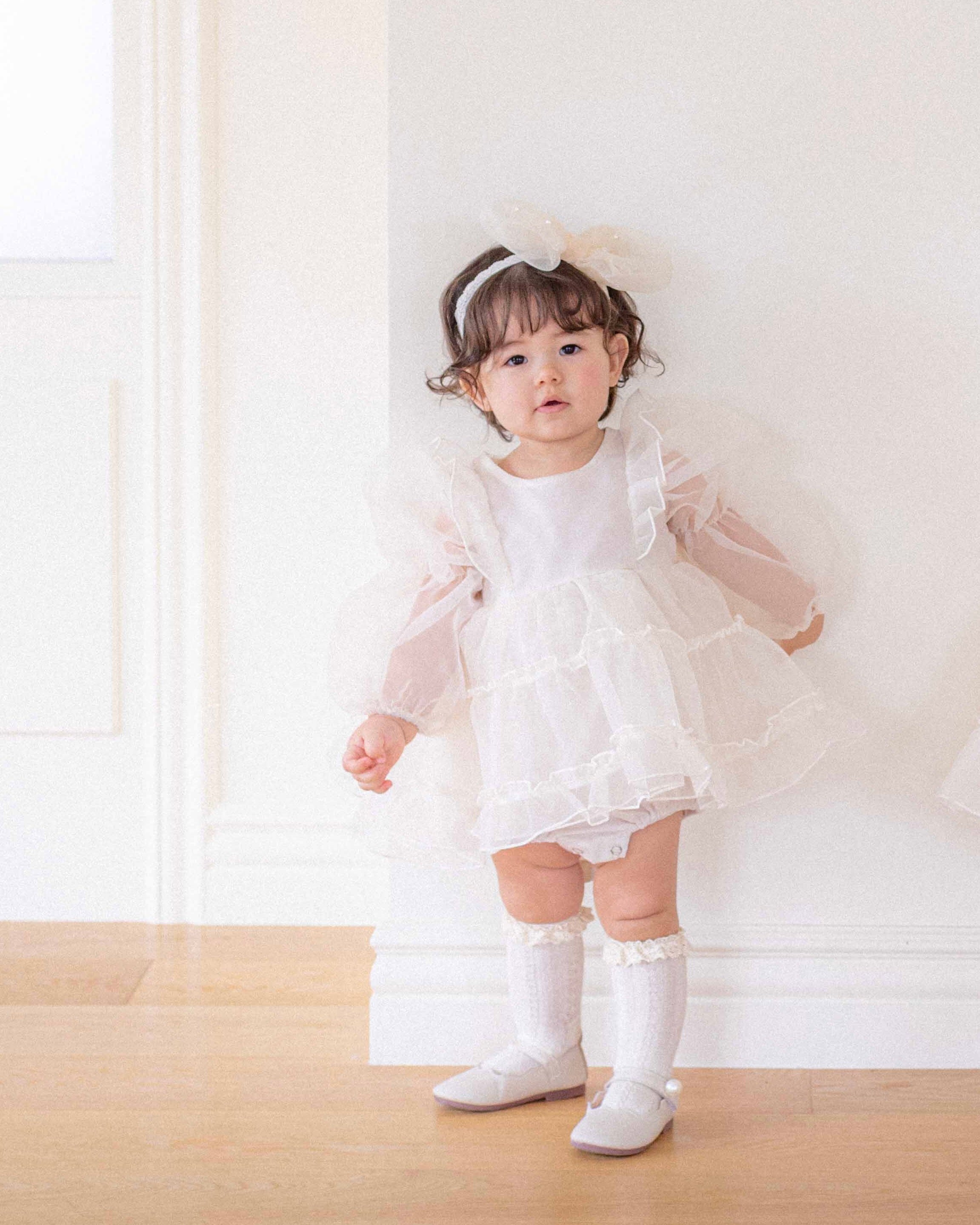 Cream Marianne Organza Romper Dress  (Ready Stock)